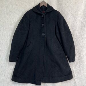True Vintage Peacoat Mar Del Modes Black Wool Coat Womens M 3 Button Classic